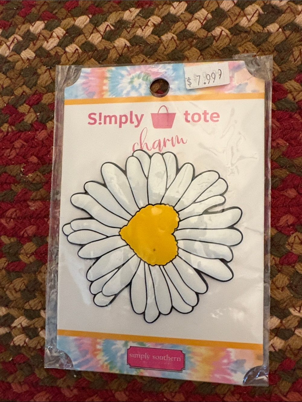 Simply Southern White Daisy Charm with Yellow Center